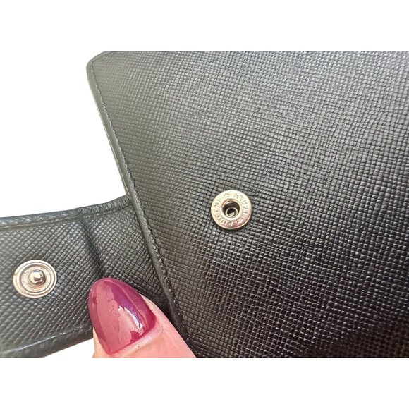 PRADA Womens Black Saffiano Leather Snap Wallet - Picture 3 of 12